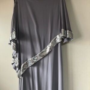 From midnight velvet gray formal wear dress knee length sequin detail size 16